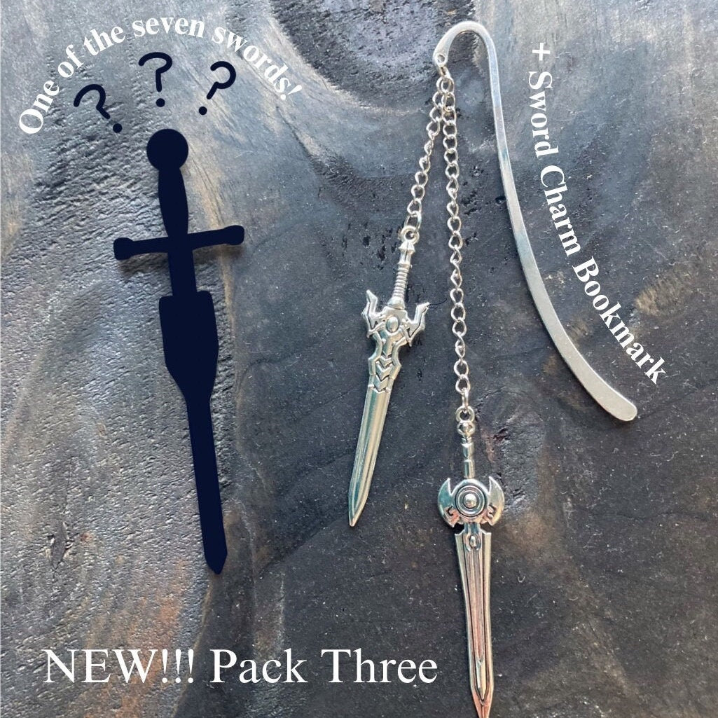 Metal Sword Bookmarks with Clip, Pack of Three or Four