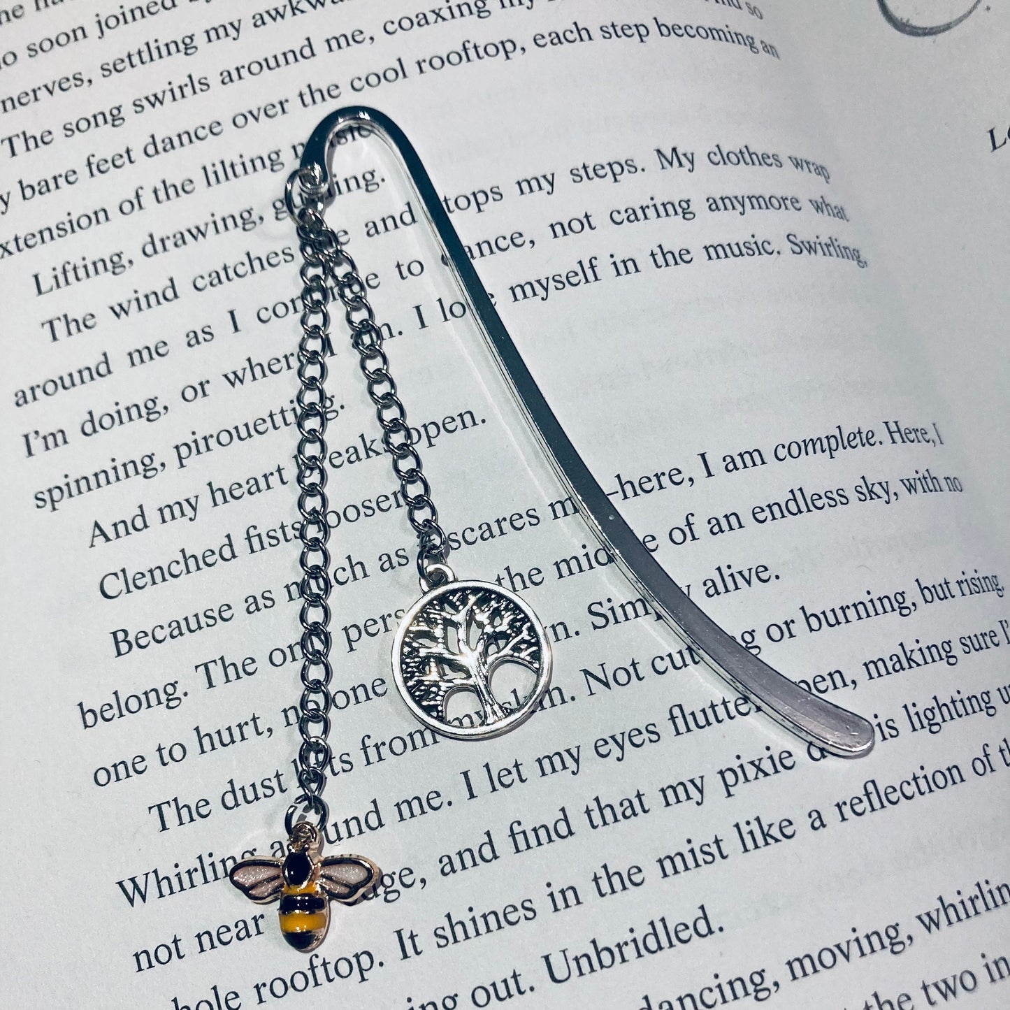 Cottagecore Charm Bookmark with Bumblebees, Trees, & More