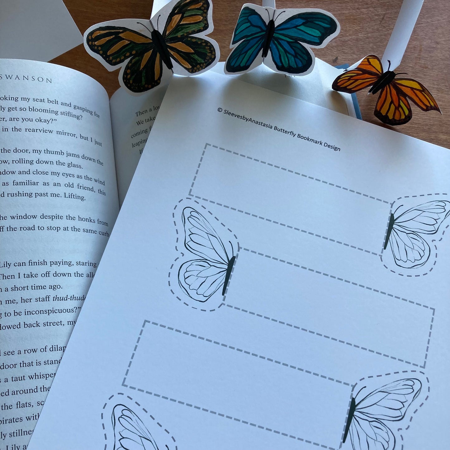 Printable Butterfly Bookmark, Hand Painted, Coloring Page Craft for Kids & Adults, Reading Bookworm School Activity, Mother's Day Gift | PDF