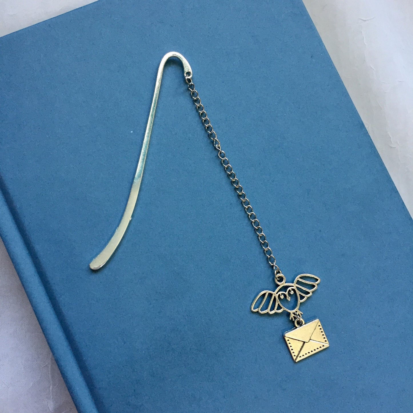 Dangling Charm Bookmark - Keys, Owl Post, Clouds - with Metal Hook - Book Nerd - Reader / Book Lover Gift