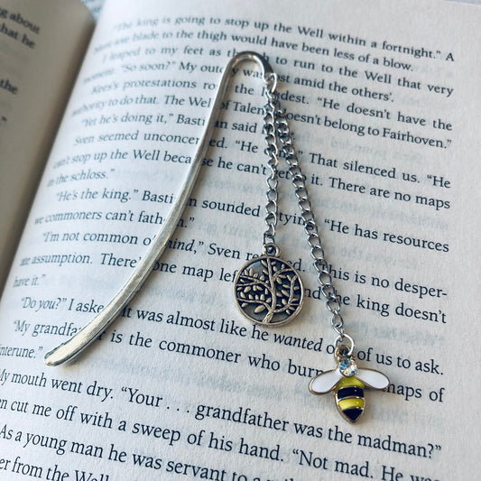 Cottagecore Charm Bookmark with Bumblebees, Trees, & More